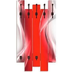 Artland Garderobenleiste "Kreatives Element Rot für Ihr Art-Design", platzsparende Wandgarderobe aus Holz mit 8 Haken, geeignet für kleinen, schmalen Flur, Flurgarderobe