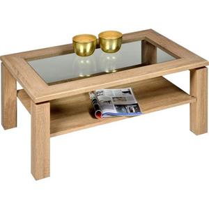 PRO Line Salontafel van hout, met plank, naar keuze met houten plaat of inlay van glas te bestellen, in vierkant of rechthoekig bestelbaar