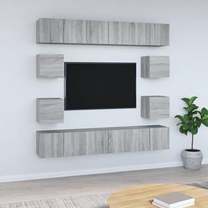 vidaXL 10-tlg. TV-Schrank-Set Grau Sonoma Holzwerkstoff 