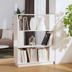 VidaXL Boekenkast/kamerscherm 80x25x101 Cm Massief Grenenhout Wit