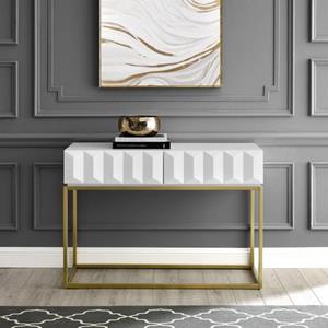 Leonique Sidetable Alais in 3d-look, met twee laden en goudkleurig frame