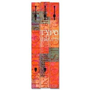 Artland Garderobenleiste "Typograf", platzsparende Wandgarderobe aus Holz mit 5 Haken, geeignet für kleinen, schmalen Flur, Flurgarderobe