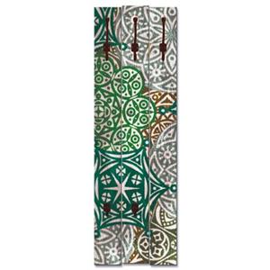 Artland Garderobenleiste "Marokkanischer Stil grün", platzsparende Wandgarderobe aus Holz mit 5 Haken, geeignet für kleinen, schmalen Flur, Flurgarderobe