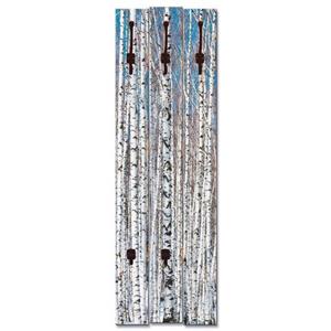 Artland Garderobenleiste "Winterbirkenwald Wintergelassenheit", platzsparende Wandgarderobe aus Holz mit 5 Haken, geeignet für kleinen, schmalen Flur, Flurgarderobe