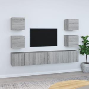 vidaXL 7-tlg. TV-Schrank-Set Grau Sonoma Holzwerkstoff 