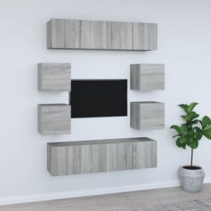 vidaXL 8-tlg. TV-Schrank-Set Grau Sonoma Holzwerkstoff 