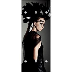 Queence Kapstok Vrouw met hoofdsieraad met 6 haken, 50 x 120 cm
