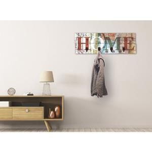 Artland Garderobenleiste "Buntes zu Hause in taktvollen Farben", platzsparende Wandgarderobe aus Holz mit 4 Haken, geeignet für kleinen, schmalen Flur, Flurgarderobe