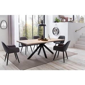 Home affaire Eettafel Miami Beach van massief eikenhout, met zwart spider frame