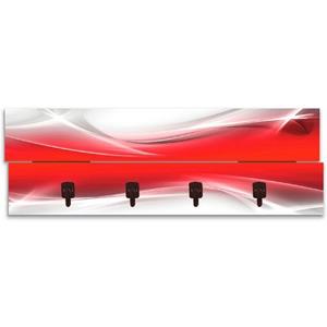 Artland Garderobenleiste "Kreatives Element Rot für Ihr Art-Design", platzsparende Wandgarderobe aus Holz mit 4 Haken, geeignet für kleinen, schmalen Flur, Flurgarderobe