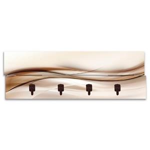 Artland Garderobenleiste "Braune abstrakte Welle", platzsparende Wandgarderobe aus Holz mit 4 Haken, geeignet für kleinen, schmalen Flur, Flurgarderobe