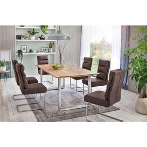 Premium collection by Home affaire Esstisch "Montreal", Eichenholzlamellen geölt mit eleganter Schweizer Kante, Gestell silber