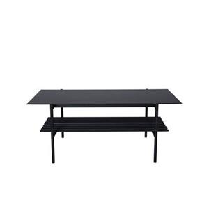 Hioshop VonStaf salontafel met plank 60x120 cm glas zwart marmor
