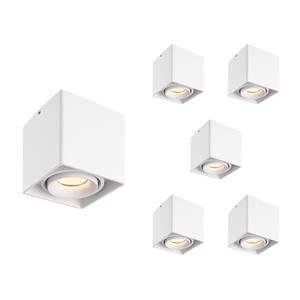 HOFTRONIC™ 6x Dimbare LED opbouw plafondspot Esto Wit incl. GU10 spot 5W 2700K IP20 kantelbaar