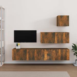 VidaXL 4-delige Tv-meubelset Bewerkt Hout Gerookt Eikenkleurig