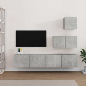 VidaXL 4-delige Tv-meubelset Bewerkt Hout Betongrijs
