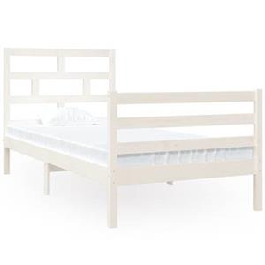 vidaXL Bedframe massief hout wit 90x190 cm 3FT Single