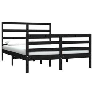 vidaXL Bettgestell »Massivholzbett Schwarz Kiefer 135x190 cm 4FT6 Double Bett Bettgestell Bettrahmen«