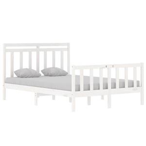 vidaXL Bedframe massief hout wit 120x190 cm 4FT Small Double