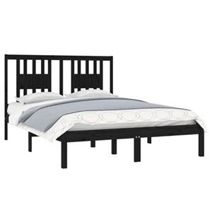 VidaXL Bedframe massief hout zwart 135x190 cm 4FT6 Double