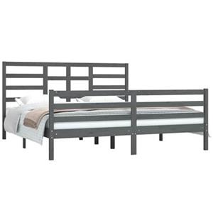 vidaXL Bettgestell »Massivholzbett Grau 180x200 cm 6FT Super King Bett Bettgestell Doppelbett Bettrahmen«