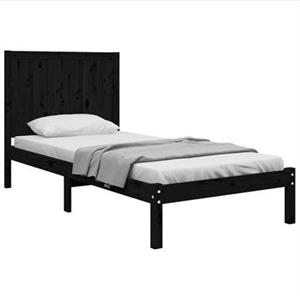 VidaXL Bedframe massief grenenhout zwart 75x190 cm 2FT6 Small Single