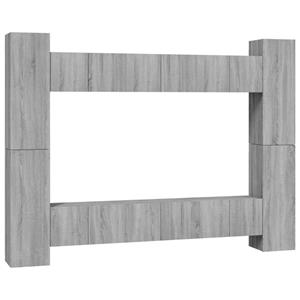 vidaXL 10-tlg. TV-Schrank-Set Grau Sonoma Holzwerkstoff 