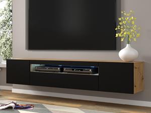 Mobistoxx Tv-meubel AUREO 3 deuren 200 cm zwart/artisan eik zonder led