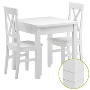 Erst-Holz Tisch-Set mit Tisch und 2 Stühle Kiefer Massivholz waschweiß