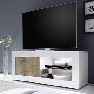 Homedreams Modernes TV-Element in Weiß & Holz verwittert 140 cm breit