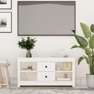 Tv-meubel 103x36,5x52 cm massief grenenhout wit