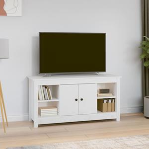 Tv-meubel 103x36,5x52 cm massief grenenhout wit