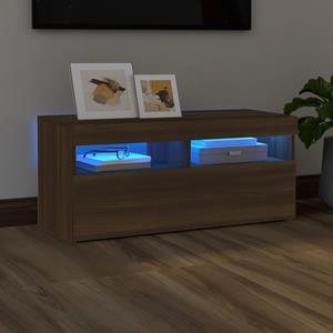 Tv-meubel met LED-verlichting 90x35x40 cm bruin eikenkleurig