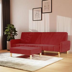 VidaXL Schlafsofa 2-Sitzer mit Hocker Weinrot Samt 