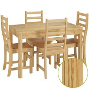 Erst-Holz Essgruppe Vier mit Tisch und modernen Stühlen Kiefer Massivholz natur  Erwachsene