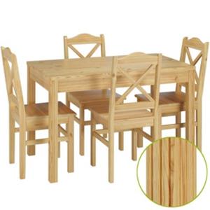 Erst-Holz Schöne Essgruppe mit Tisch und 4 Stühle Kiefer Massivholz natur