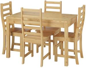 Erst-Holz Schöne Essgruppe mit Tisch und 4 Stühle Kiefer Massivholz natur