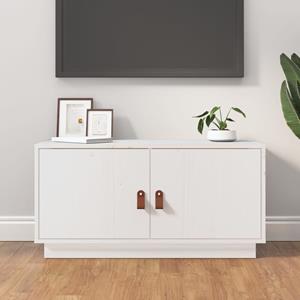 Tv-meubel 80x34x40 cm massief grenenhout wit