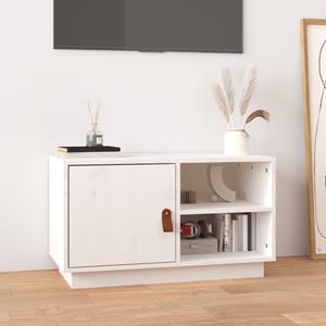 Tv-meubel 70x34x40 cm massief grenenhout wit