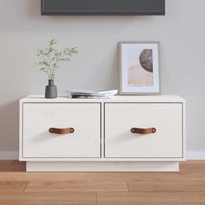 Tv-meubel 80x34x35 cm massief grenenhout wit