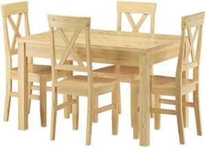 Erst-Holz Klassische Essgruppe mit Tisch 80x120cm und 4 Stühle Kiefer massiv natur