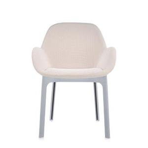 Kartell Clap Stuhl Stühle  Gestellfarbe: grau Bezu beige Solid Colour