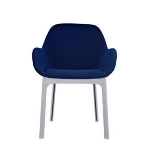 Kartell Clap Stuhl Stühle  Gestellfarbe: grau Bezu blau Solid Colour
