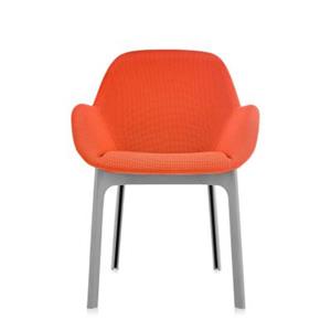 Kartell Clap Stuhl Stühle  Gestellfarbe: grau Bezu orange Solid Colour
