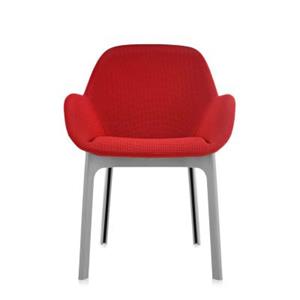 Kartell Clap Stuhl Stühle  Gestellfarbe: grau Bezu rot Solid Colour
