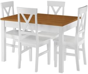 Erst-Holz Tisch Eicheton weiß und 4 Stühlen Kiefer waschweiß