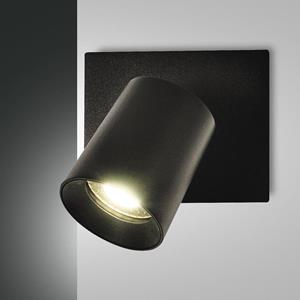 Fabas Luce Modo spot, 1-lamp, zwart, decoratieve ringen, GU10, aluminium