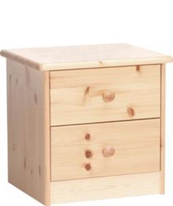 Erst-Holz Kleiner Holz-Nachttisch mit zwei Schubladen Kiefer natur