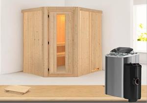 Karibu Sauna 230 Volt LOBIN 210 x 185 m 68 mm mit 36 kW Ofen 3.6 kW Ofen integr. Steuerung