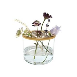 LaLe Living Vase Buket Ikebana mini aus Eisen, Glas gold